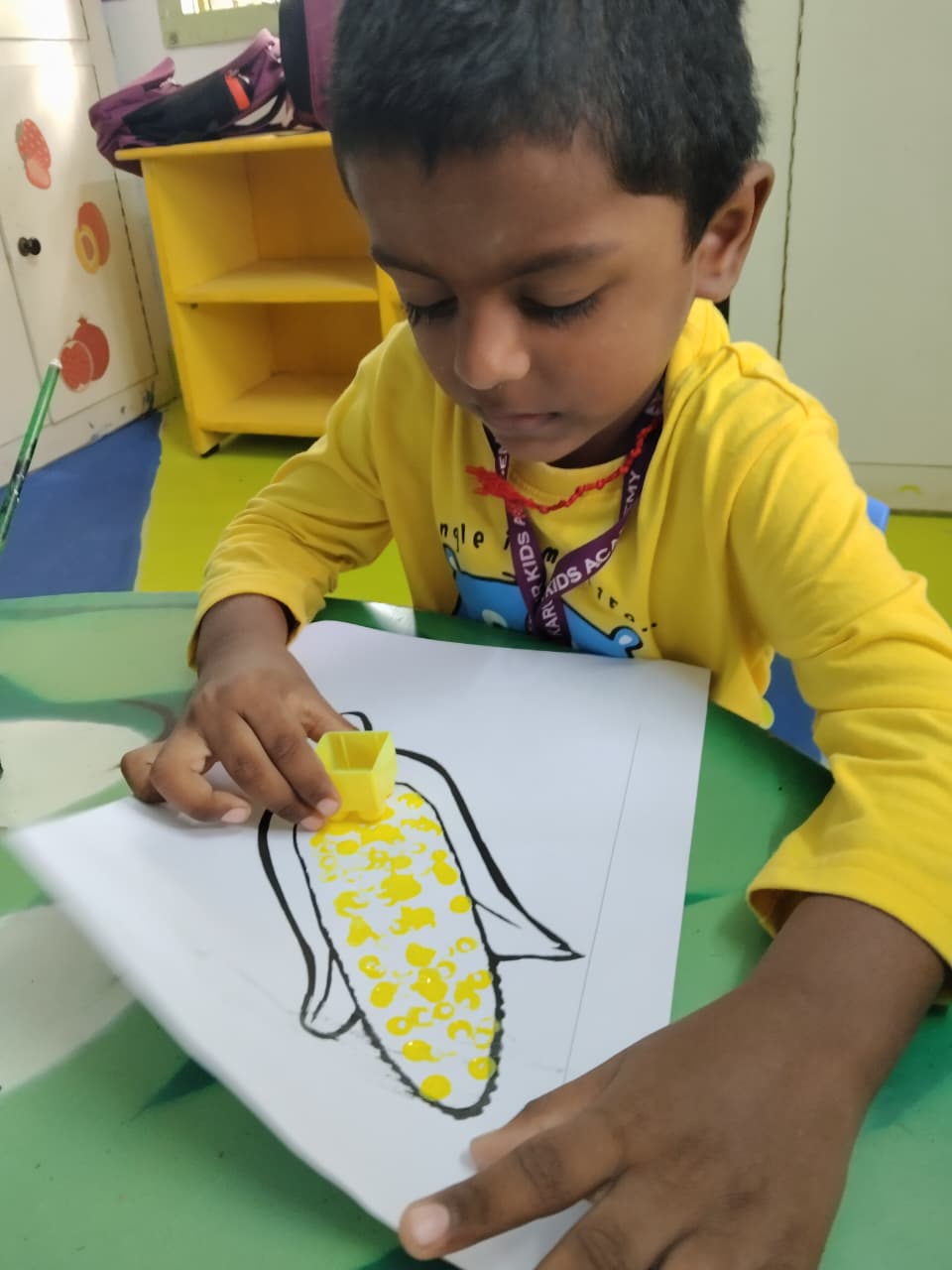 Corn stamp painting